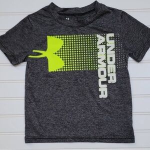 Under Armor Boy’s T-Shirt grey green Logo YL loose fit NWOT